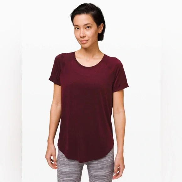 Lululemon Open Up Tie Back Tee Garnet Size 8 - Picture 4 of 7